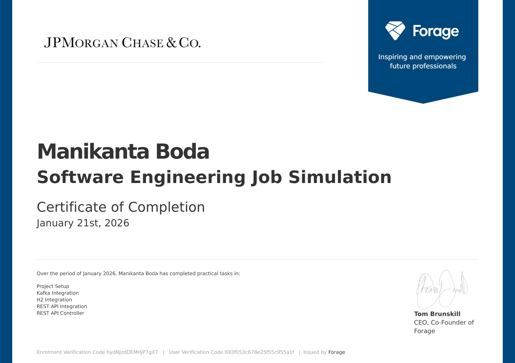 JP Morgan Chase & Co – Software Engineering Job Simulation