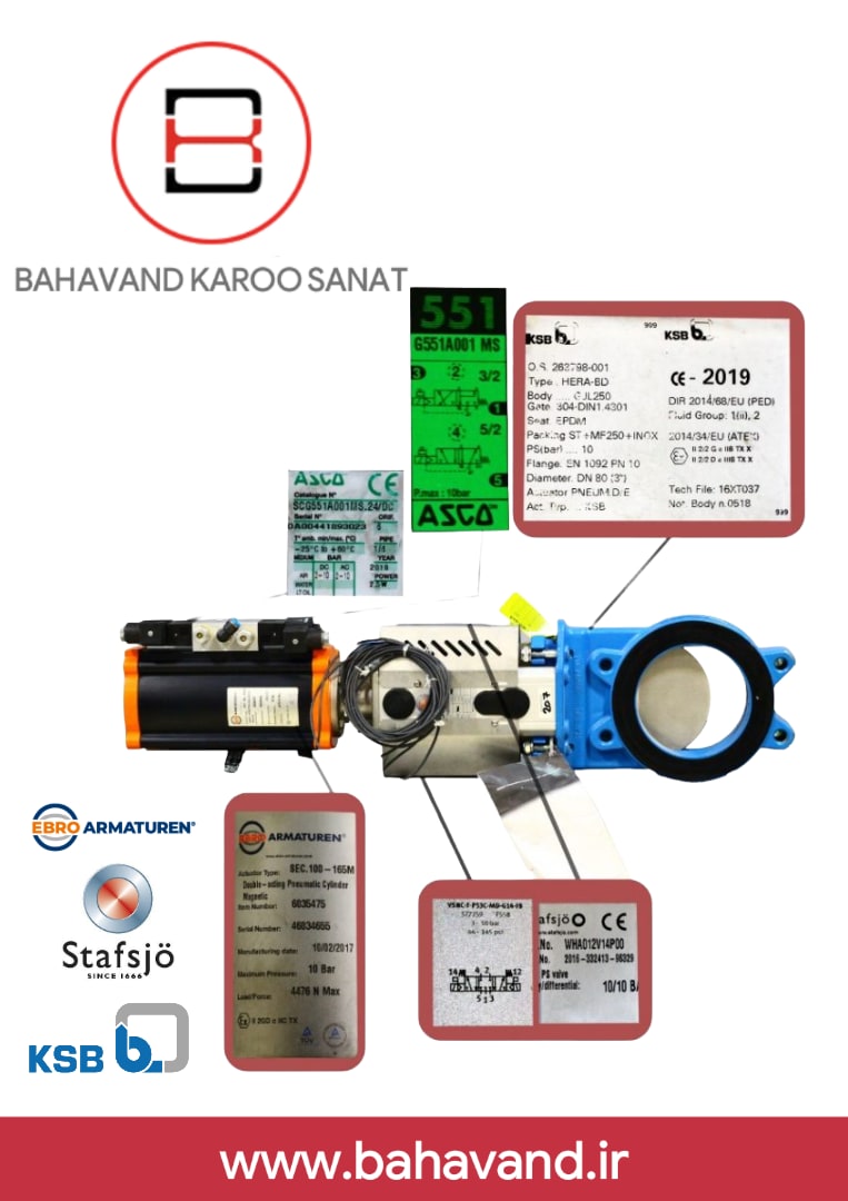 شیر پروانه‌ای EBRO ARMATUREN مدل SEC.100-165M-6035475 با شیر سولنوئیدی FESTO مدل VSNC-F-P53C-MD-G14-F8 و کویل VACN-N-A1-1