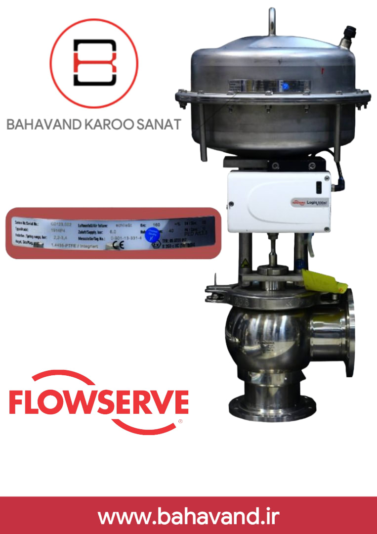 کنترل ولو (شیر کنترلی) KRONES مدل 1914P4 DN 100 PN 10 با پوزیشنر دیجیتال FLOWSERVE مدل Logix 500si (510si-15-W2DSG-00F0-000)