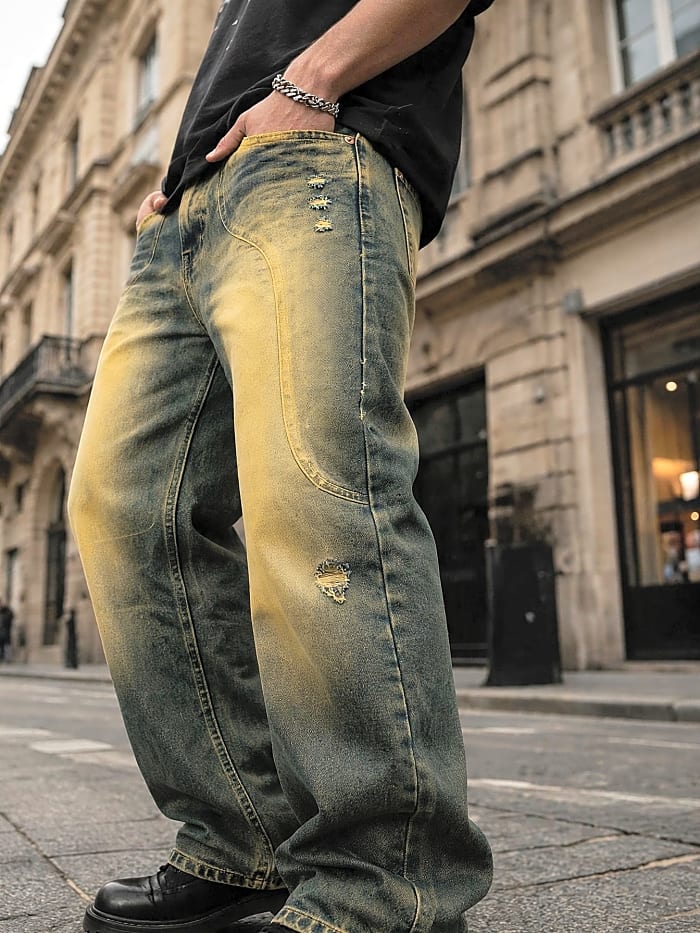 Distressed Washed Denim