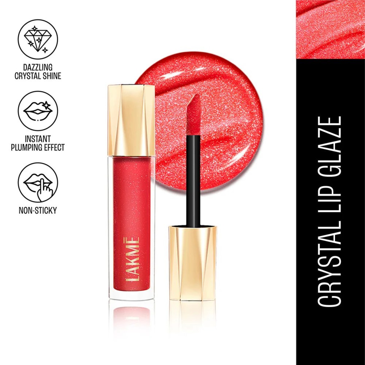 Lakme Glitterati Lip Glaze 101 Scarlet Spritzer