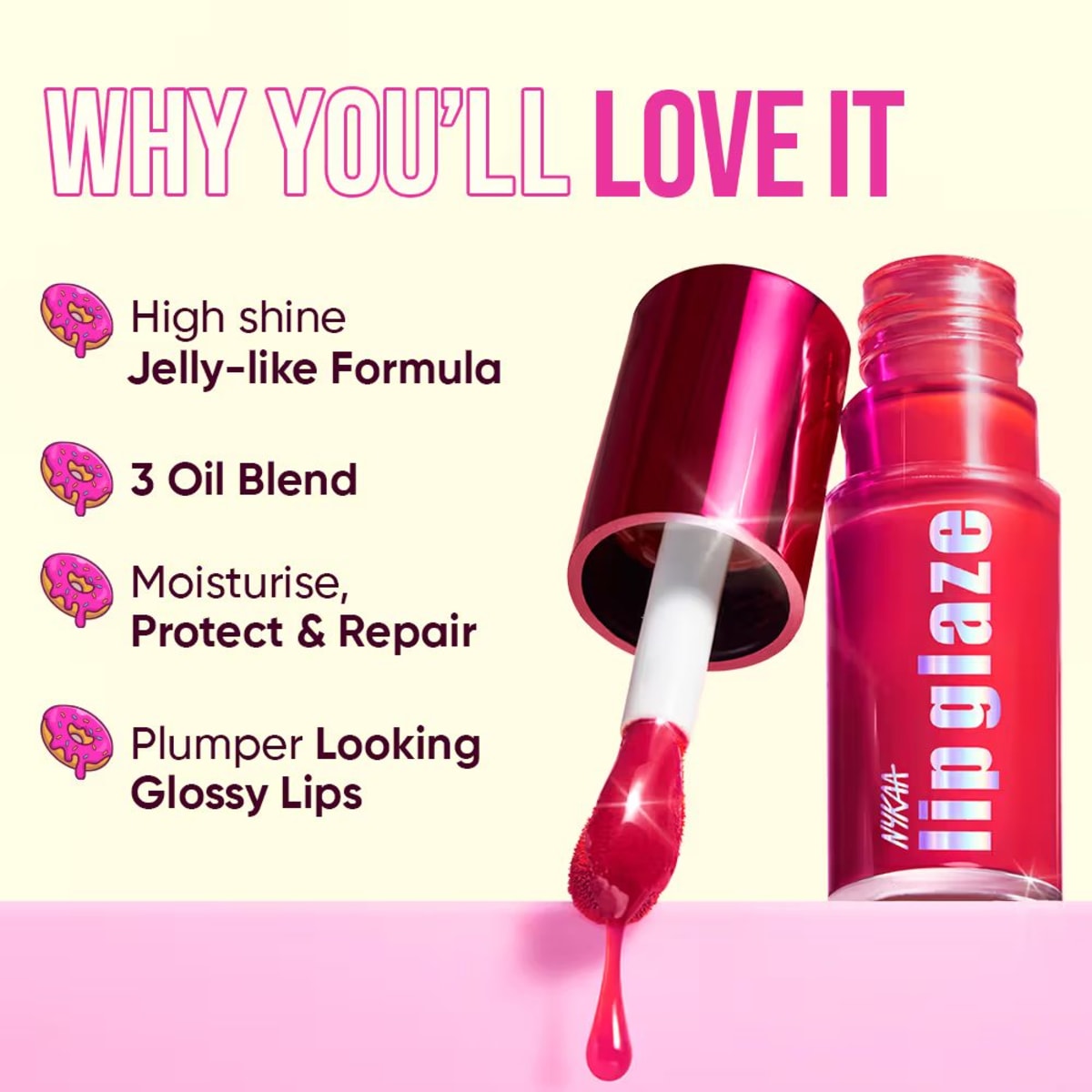 Nykaa Lip Glaze Cherry Custard — view 3 Nykaa Lip Glaze Cherry Custard — view 3