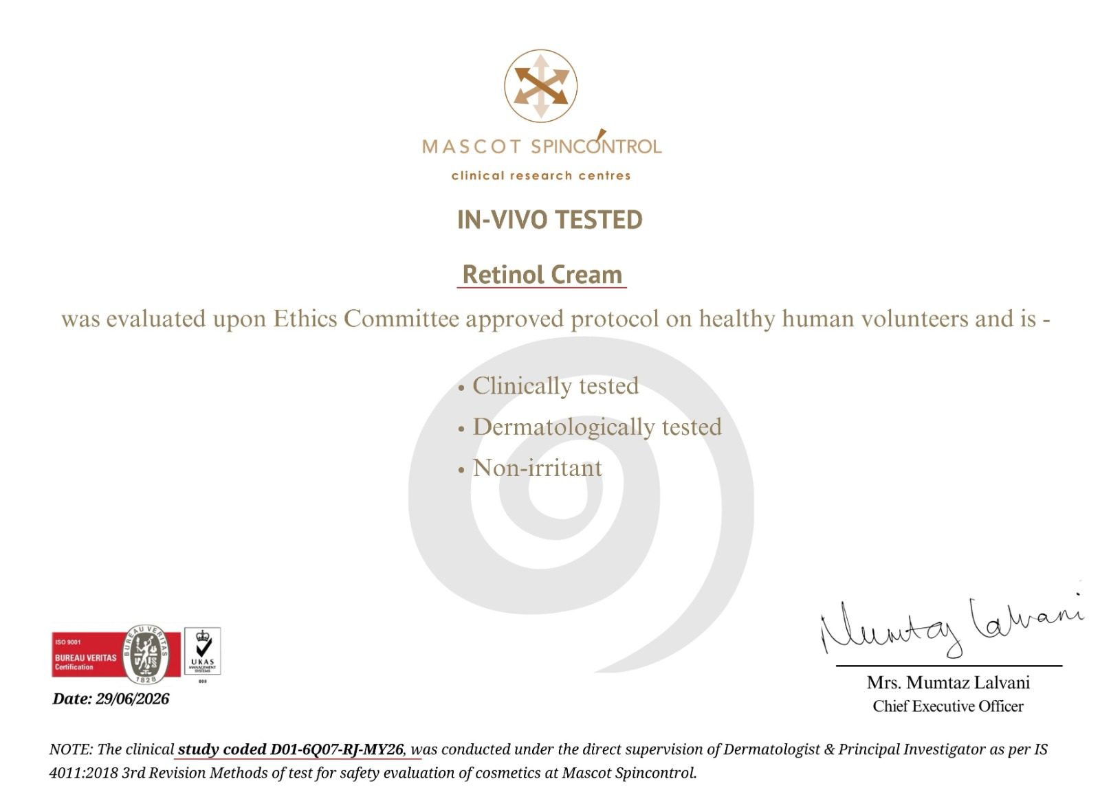 Lab report for Anti-Aging Night Cream