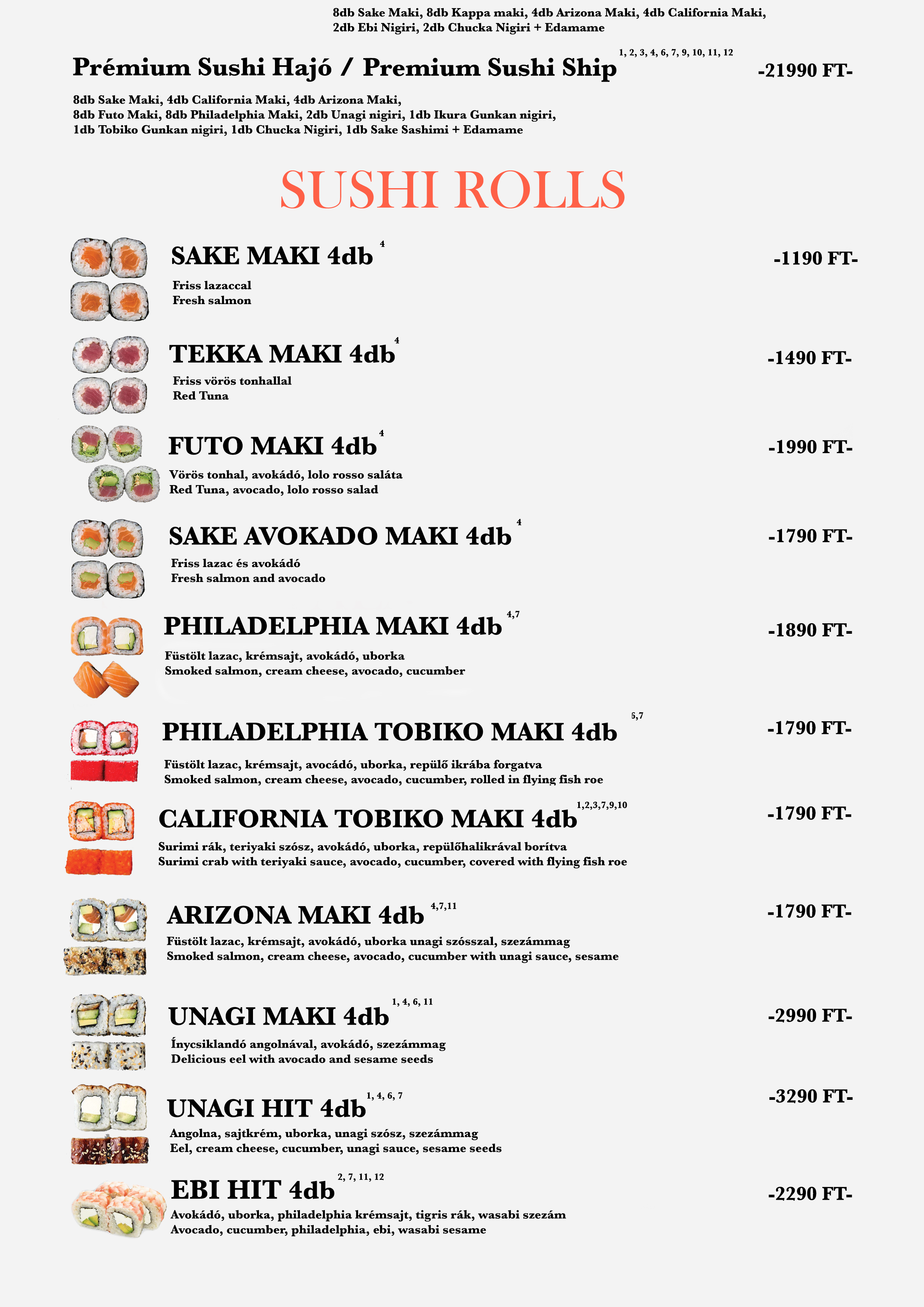 Menu page