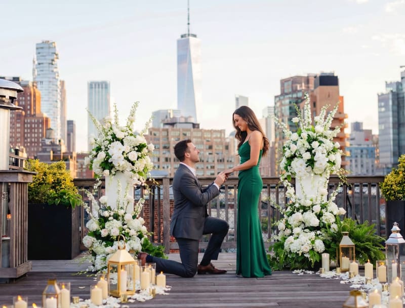 NYC golden hour proposal photography
