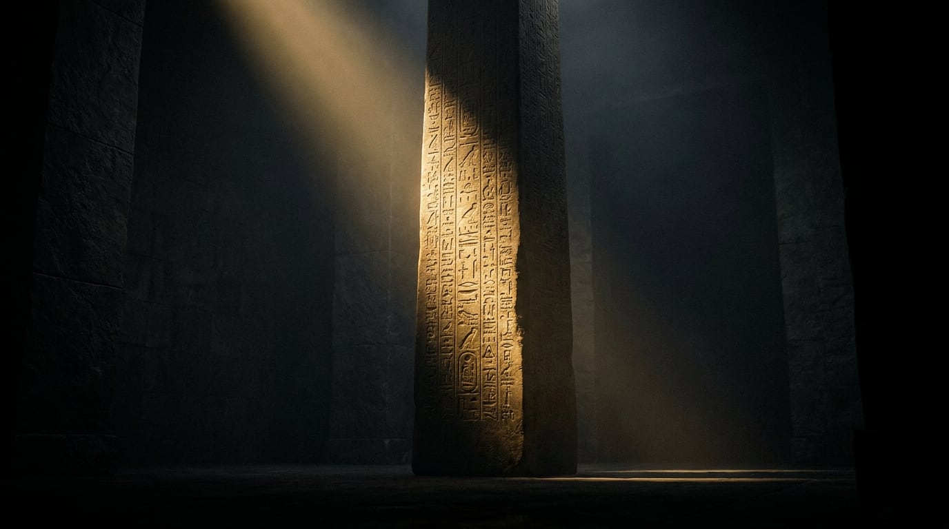 A sealed vault door of dark metal, its brass dial catching a single low light.