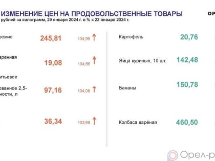 Динамика цен по данным Орёлстата