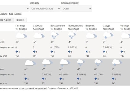 Гидрометцентр советует орловцам не ждать крещенских морозов