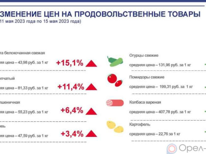 Динамика цен на продукты питания по данным Орёлстата