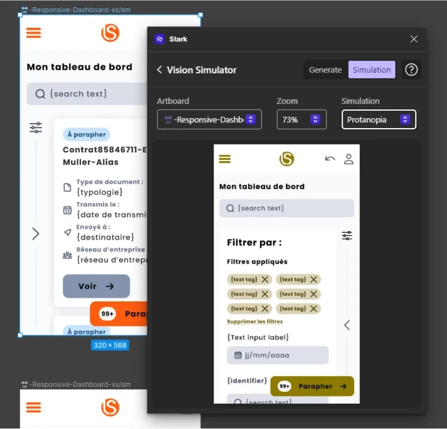 preview of the stark plugin vision simulator feature in figma