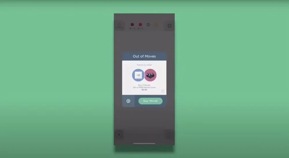 Preview of the “Two Dots” game, where green action buttons serve as a natural means of navigation