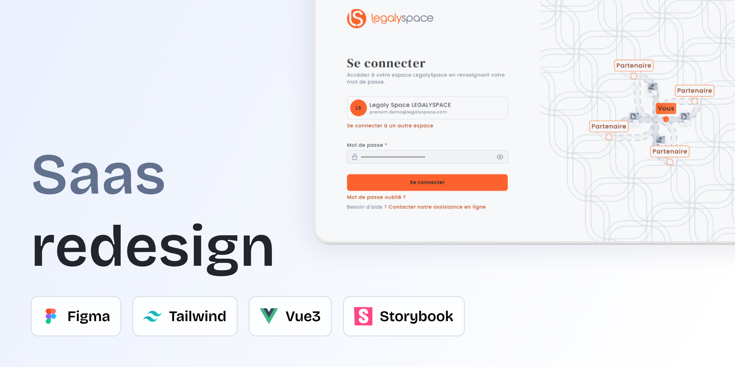 A cover visual where we can the login page of the redesign version of LegalySpace Saas product