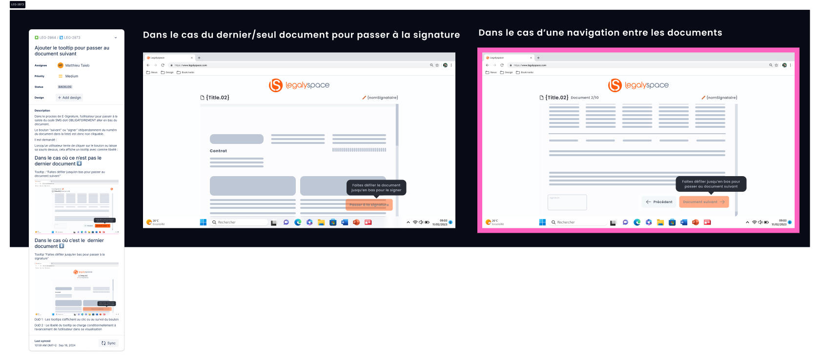 Réponses aux bugs remontées via écrans Figma