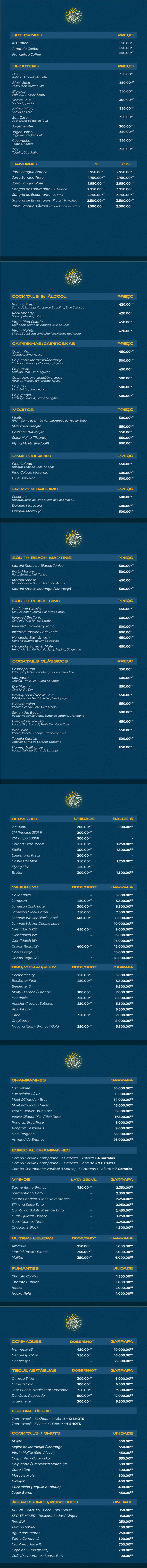 Baile De Favela South Beach Drink Menu Flyer