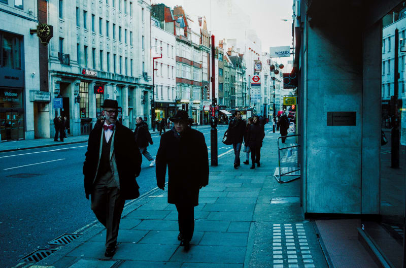 Walking and chatting on London streets
