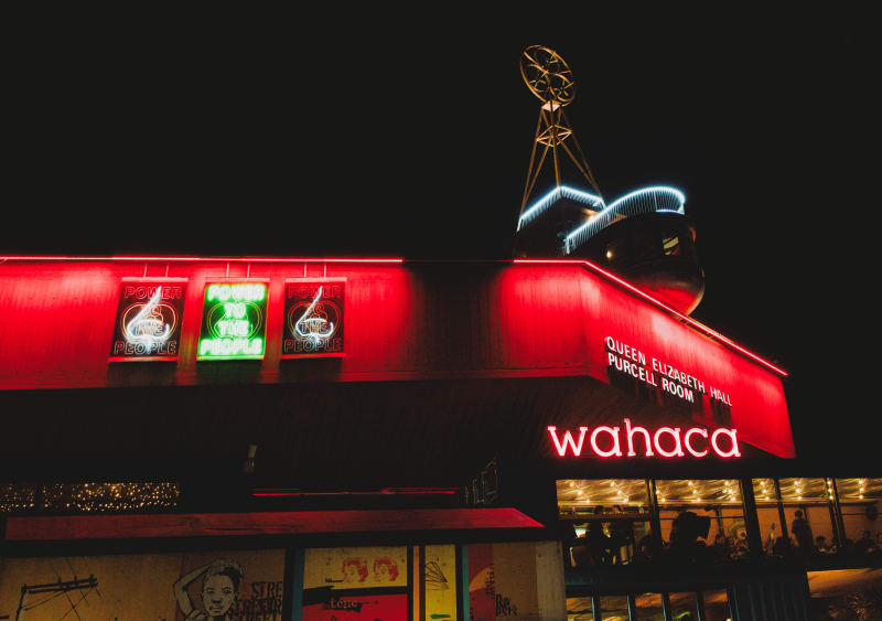Purcell Rooms on the London South Bank in neon