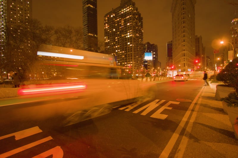 Light trail from a taxi in New York