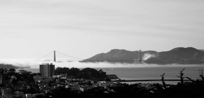 Mist around Golden Gate bridge in San Francisco