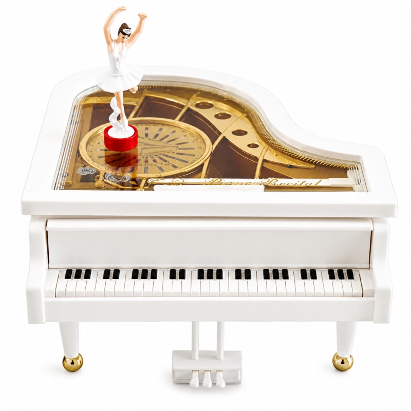 Ballerina & Grand Piano Wind-Up Music Box – Rotating Dancer Musical Showpiece
