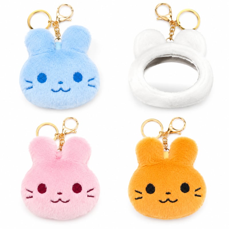 Plush Bear Mirror Keychain – Cute Mini Mirror Bag Charm