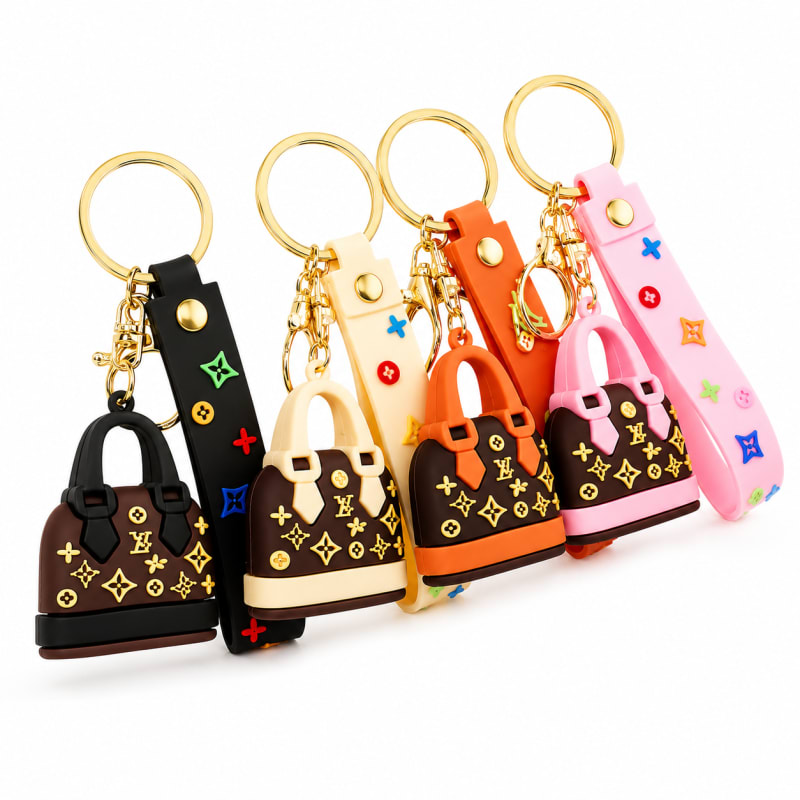 Mini Handbag Rubber Keychain – Cute Novelty Bag Charm