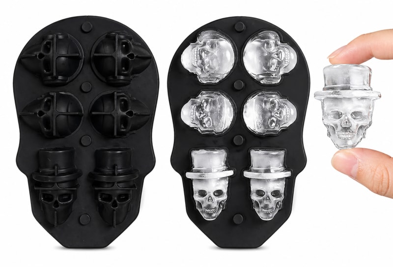 Skull-Shaped Ice Cube Mould – Silicone Ice Tray for Cocktails & Parties