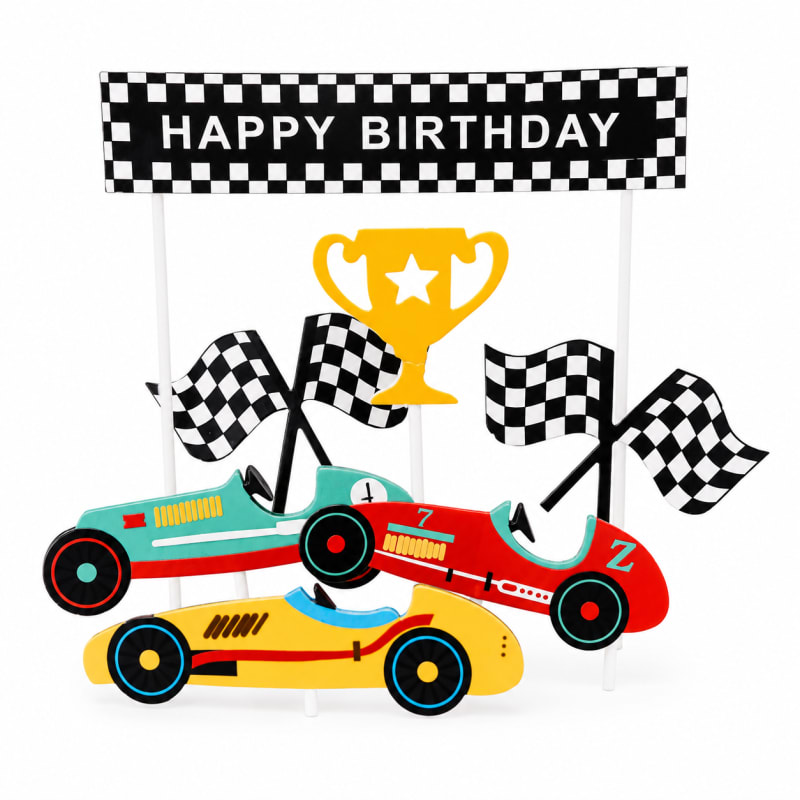Racing Cars Cake Topper – Kids Birthday Cake Decoration