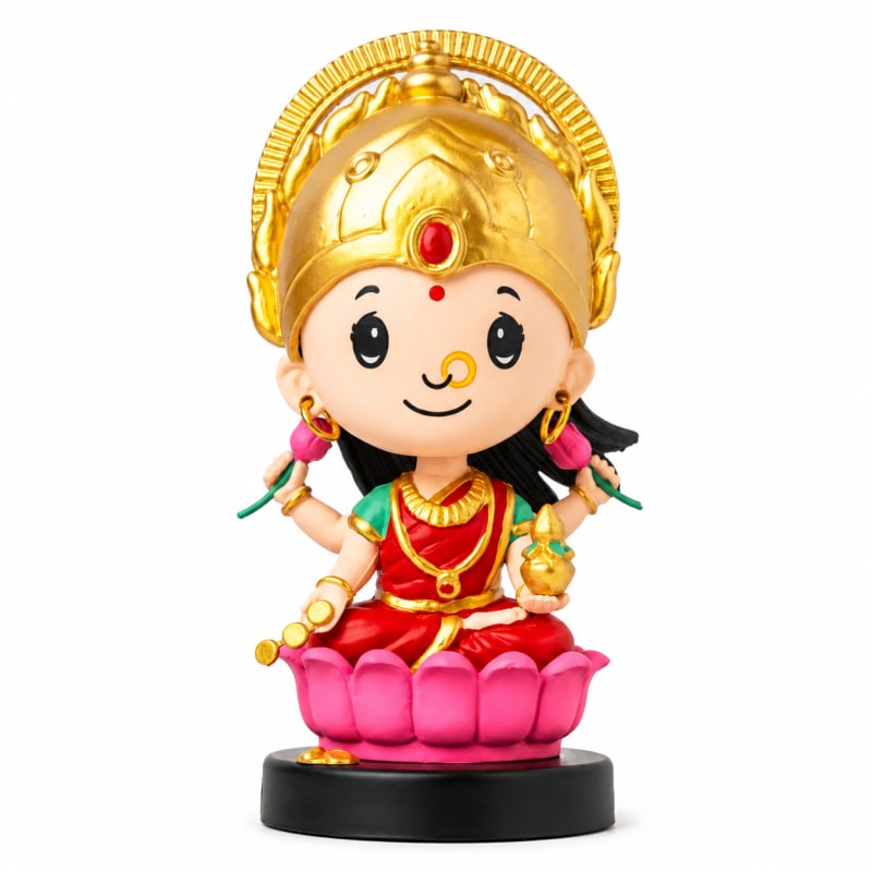 Goddess Lakshmi Spring Bobblehead – Car Dashboard & Desk Decorative Idol
