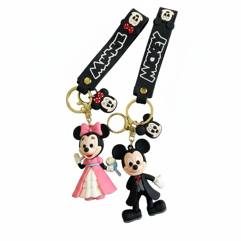 Mickey & Minnie Matching Couple Keychain Set – Cute Cartoon Bag Charms