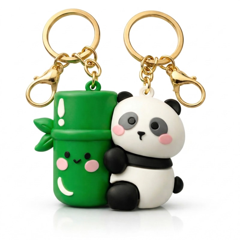 Panda & Bamboo Magnetic Couple Keychain – Cute Matching Bag Charms