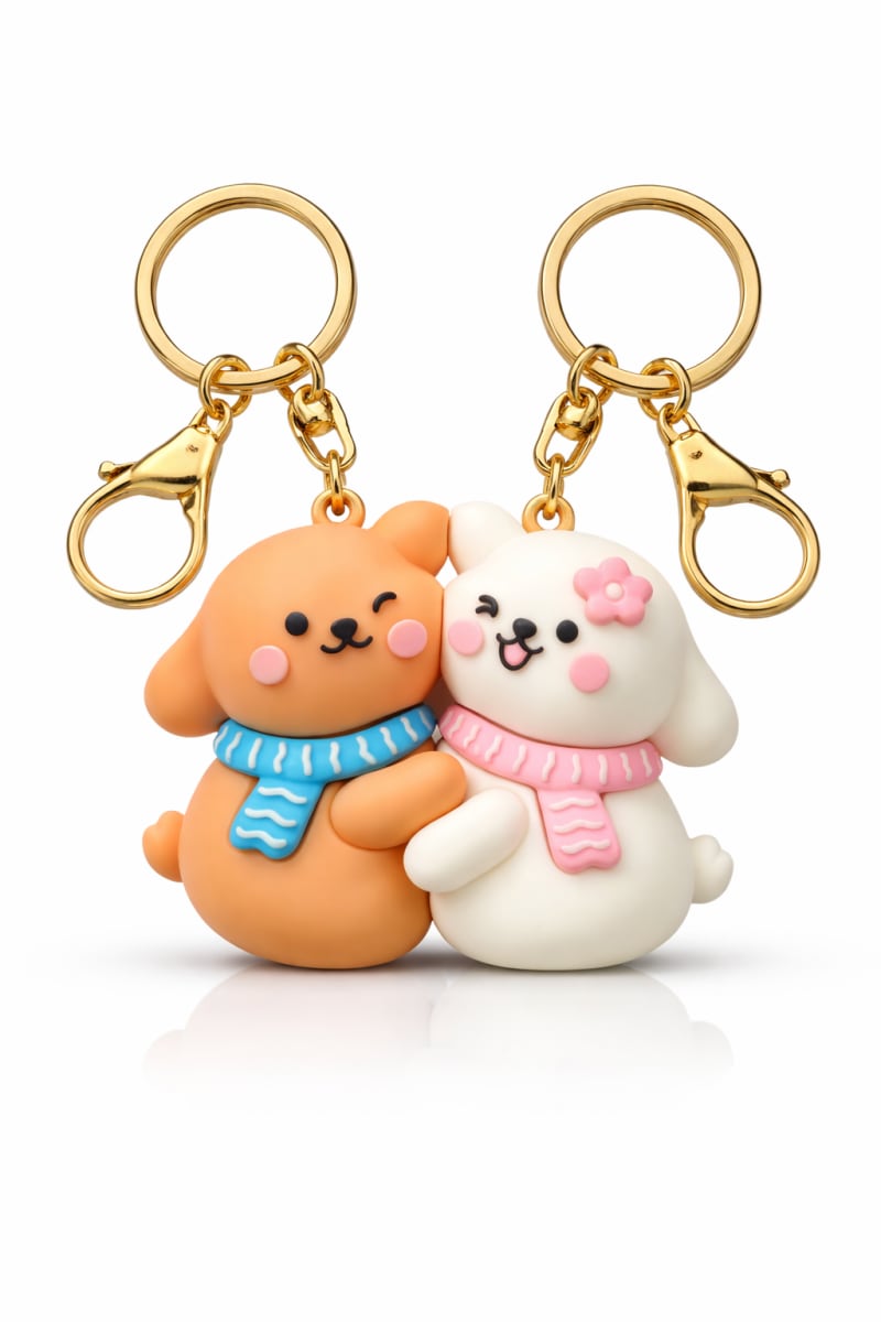 Teddy Bear Magnetic Couple Keychain – Cute Matching Bag Charms