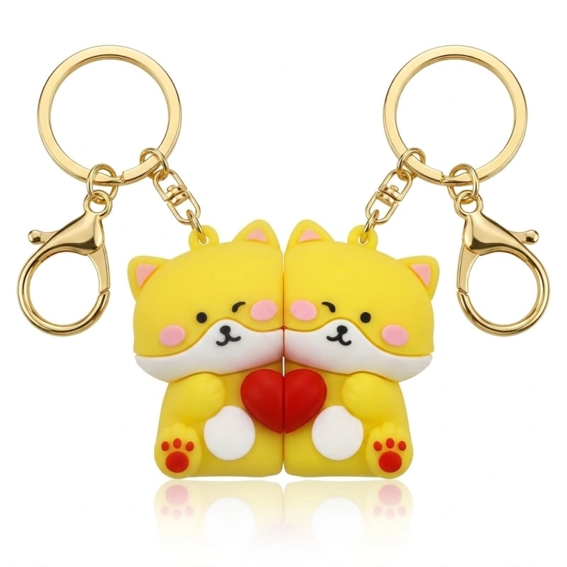 Dog Magnetic Couple Keychain – Cute Matching Bag Charms