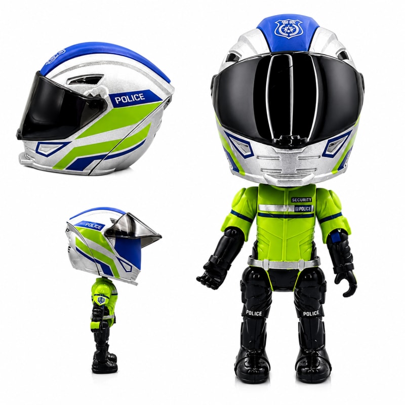 Bike Helmet Metal Mini Figure – 2-in-1 Transforming Rider Collectible Toy