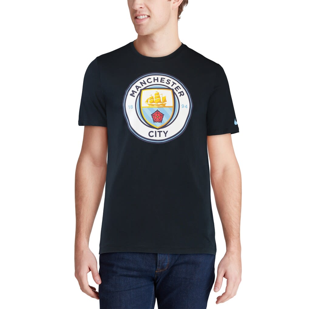 Man City Crest T Shirt Navy Adults M 2