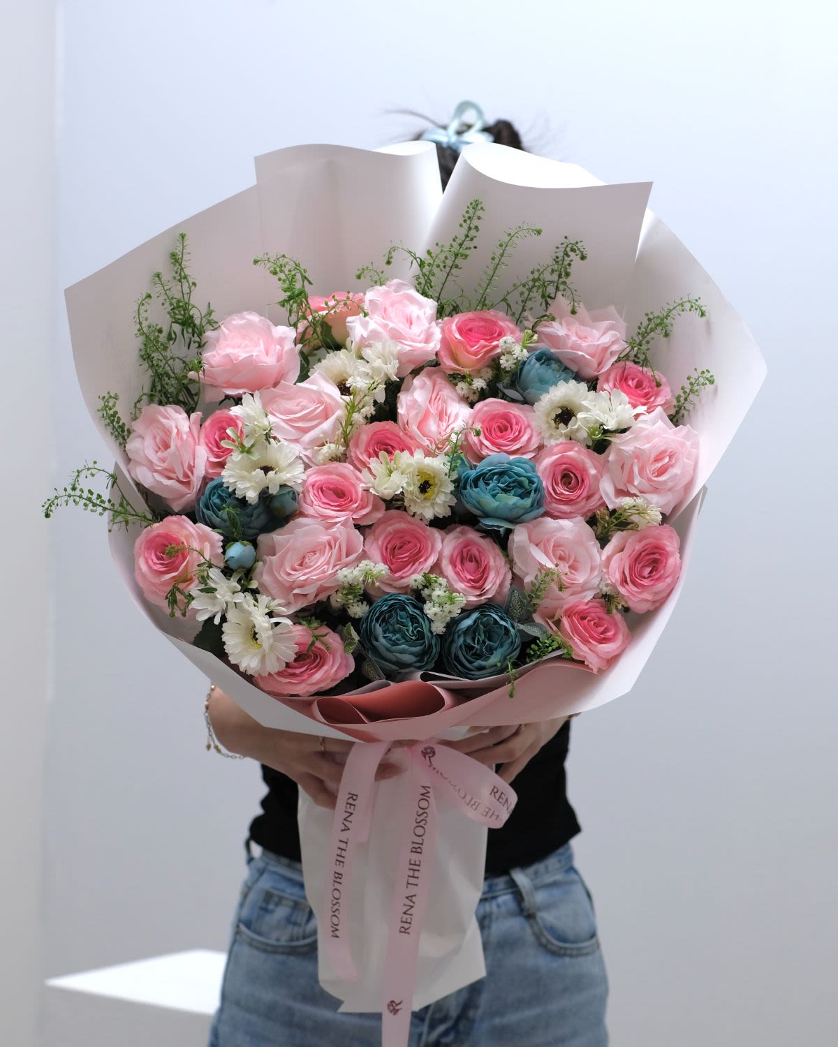 Celeste Blush - Artificial roses & peonies in a pink gradient — celestial blush that shifts with the light. - Rena The Blossom Jakarta