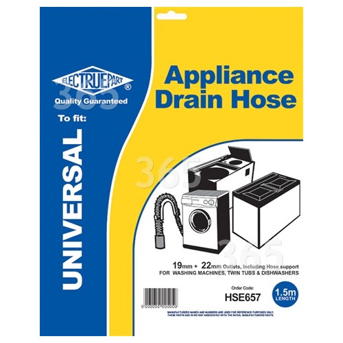 1.5m Drain Hose With Straight Ends - 19mm / 22mm Internal Dia