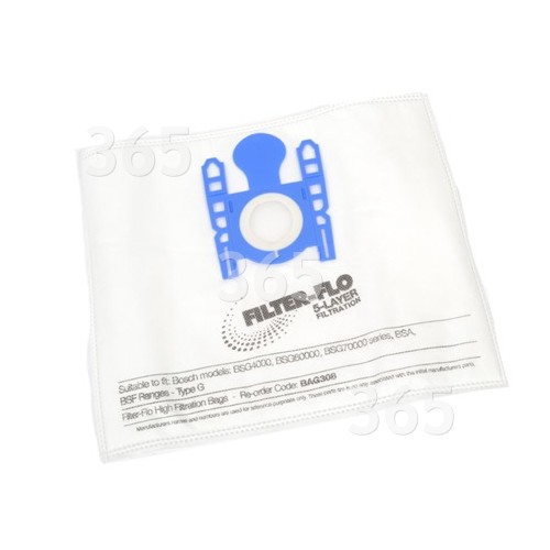 Typ G Filter-Flo Synthetische Staubsaugerbeutel (5er Pack) - BAG308