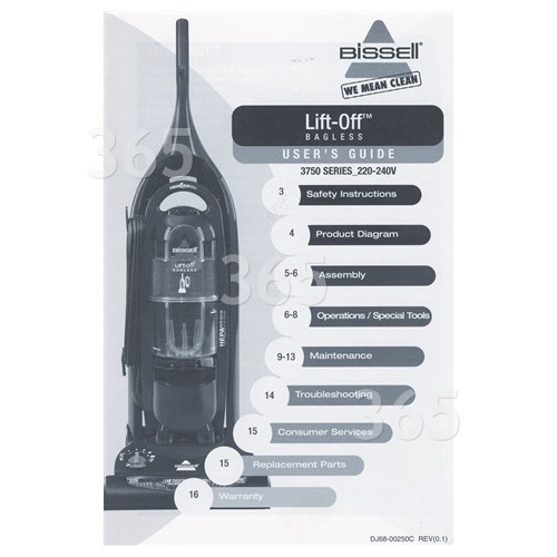 BISSELL Lift Off Bagless Deluxe 3750K Bedienungsanleitung 3750E & 3750K