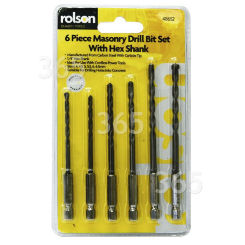 Rolson 6 Piece Masonry Drill Bit Set