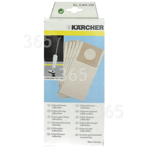 Lot Sacs Papier Et Filtres Aspirateur (Paquet De 10) Karcher