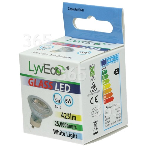 LyvEco 5W Glass GU10 LED Lamp 4000K (Cool White) 35W Equivalent