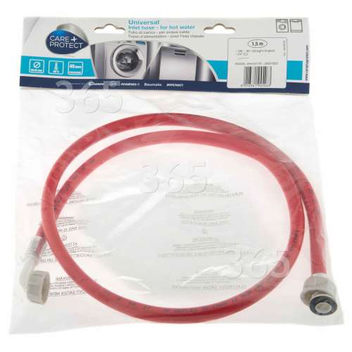 Care+Protect 1.5m Hot Water Inlet Hose Red 10x15mm Diameter