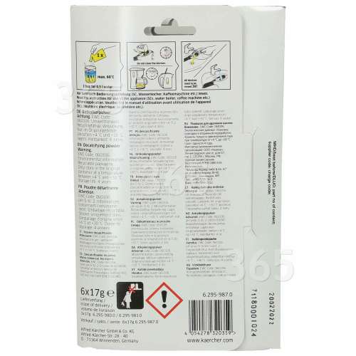 Sachets De Poudre Détartrante Pour Nettoyeur Vapeur - 6 Sachets De 17G - Karcher