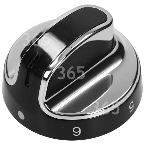 Hob Control Knob - Black / Chrome