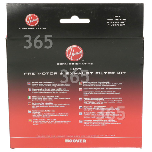 Kit Filtre Pr&eacute;-moteur U87 Et Filtre D'&eacute;chappement D'aspirateur Hoover