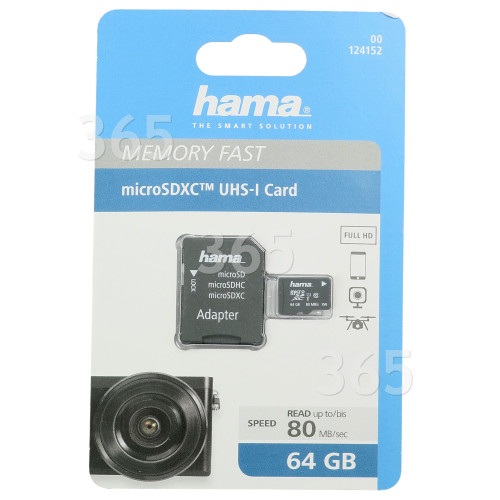 Tarjeta De Memoria Fast Microsdxc 64gb Clase 10 Con Adaptador Hama 365 Recambios