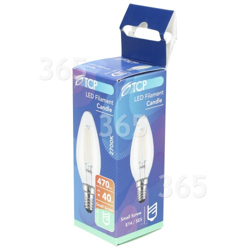 Bombilla Vela De Filamento LED No Atenuable - Blanco Cálido - Equivalente 40W - 4W SES/E14 TCP