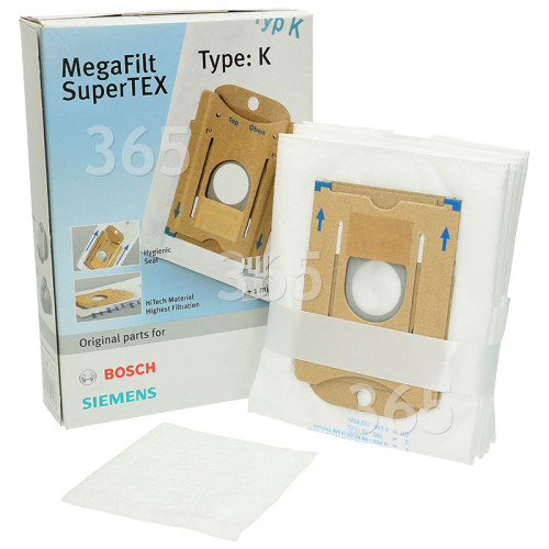 Kit Sacs D'Aspirateur - MegaFilt Supertex - Type K Et Microfiltre Bosch