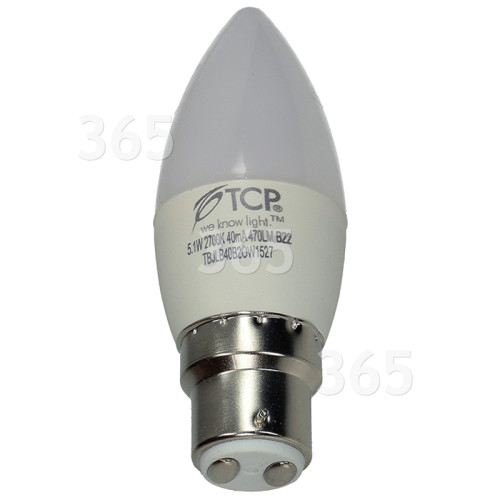 TCP 5,1W BC/B22 LED Glühlampe - Kerzenförmig, Nicht Dimmbar (warmweiß) - 40W Entsprechend