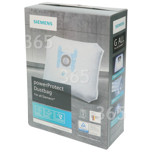 Bosch Neff Siemens PowerProtect Synthetische Staubsaugerbeutel - Typ G (4er Packung)